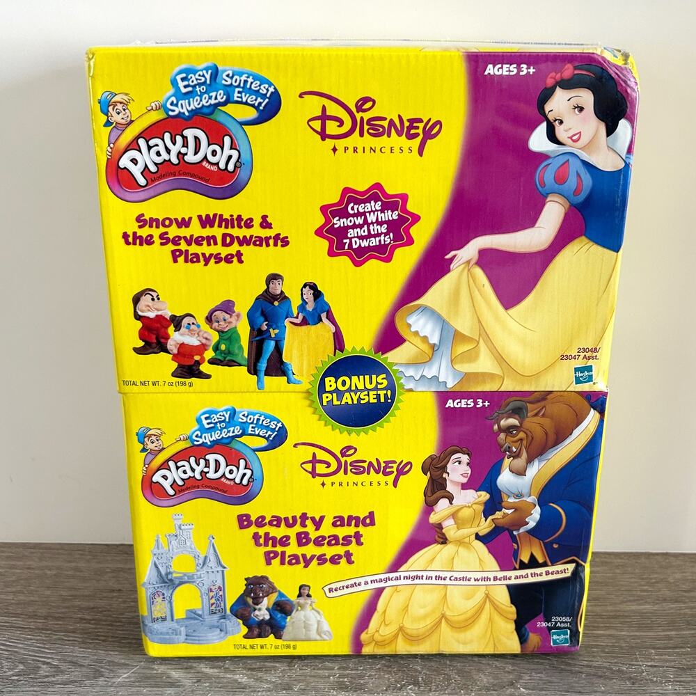 Vintage New Play-Doh Disney Princess 2 Pack Beauty & The Beast Snow White 2002